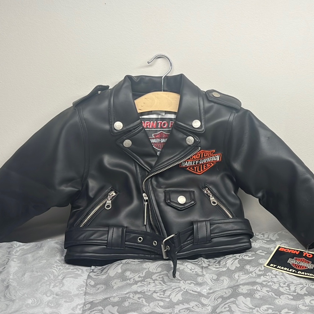 Harley-Davidson Black Leather Motorcycle Jacket Asymmetrical Design